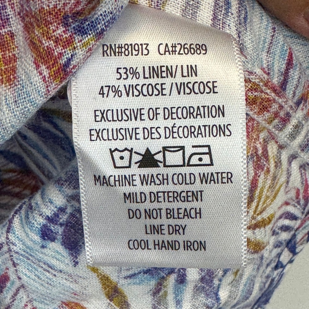 Robert Graham Teigen Mens Medium Multi Tropical Palm Linen Shirt NWT - Picture 8 of 16